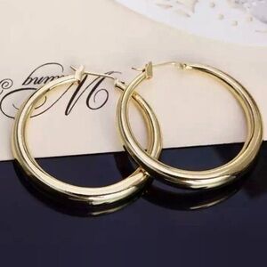 18k Yellow Gold Plated Large Hoop Earrings
